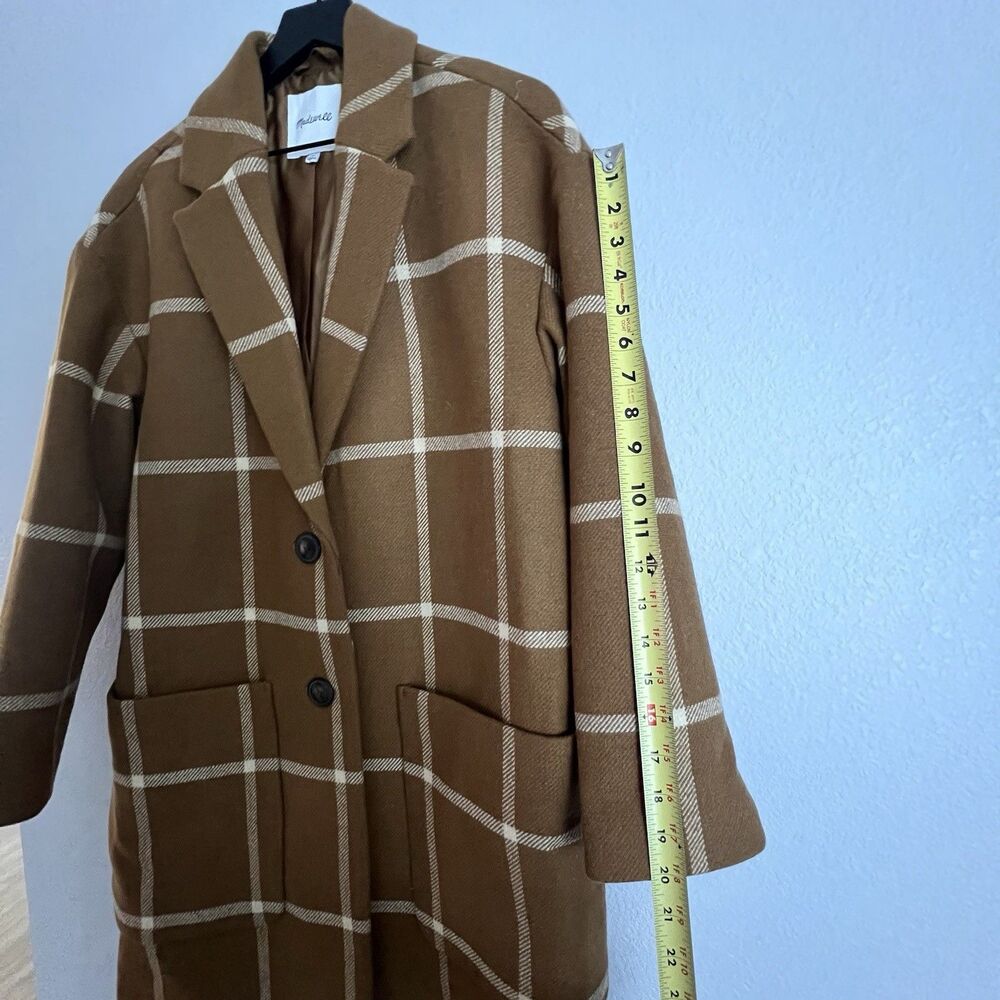 Madewell Windowpane Elmcourt Coat Size M Brown - Picture 5 of 8